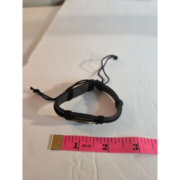 Black Men's Leather Bracelet Religious Catholic Saint St Benedict Medal protect - Picture 6 of 6